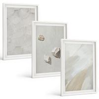 BILDER SET 3er Set - 40x60 cm Weißer Rahmen - Sandsteine moderne Farbe - Weiß, Kunststoff (40/60cm) - TULUP