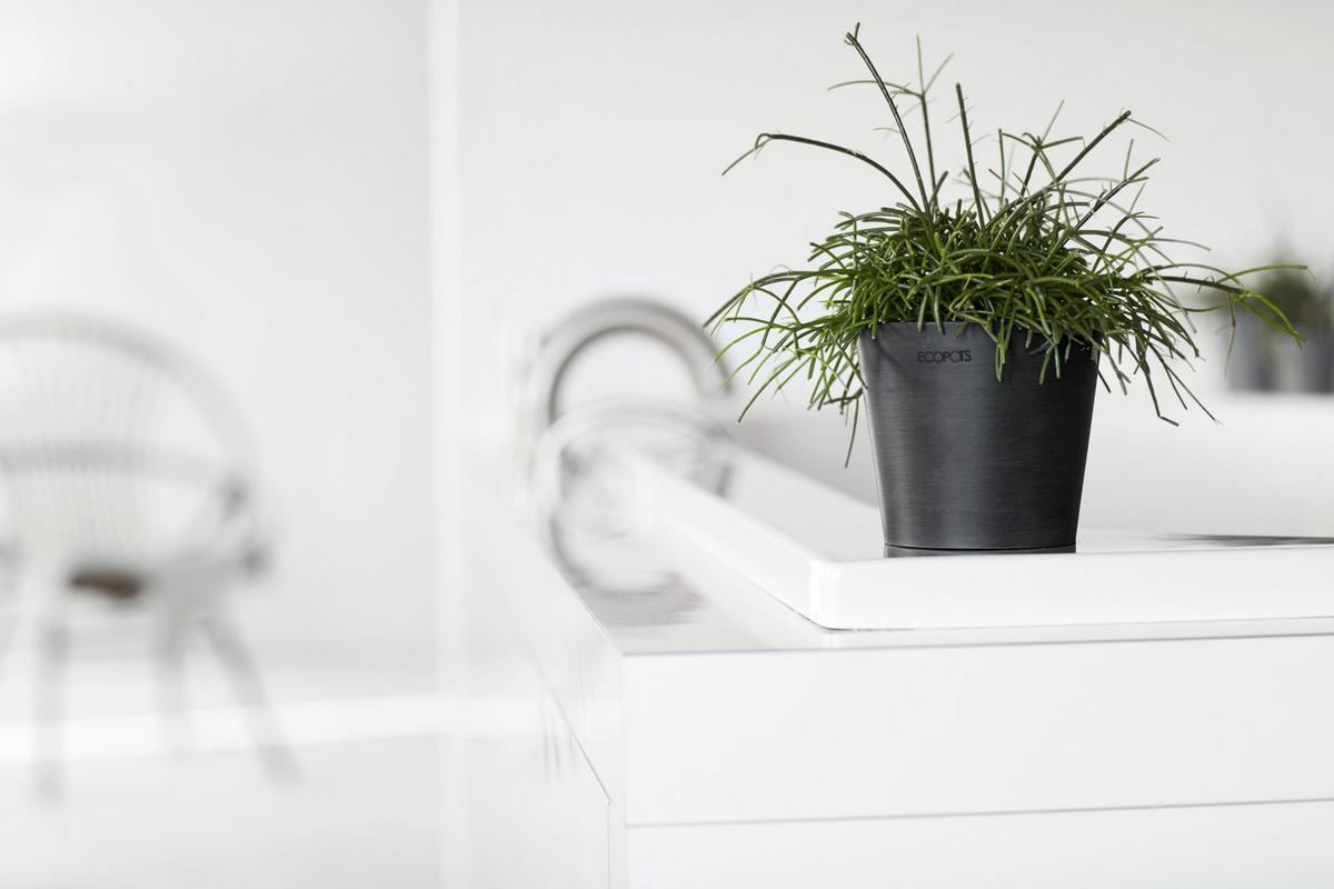 BLUMENTOPF Amsterdam 10,5/9,2 cm Dunkelgrau - Dunkelgrau, Kunststoff (10.5/9.2cm) - Ecopots