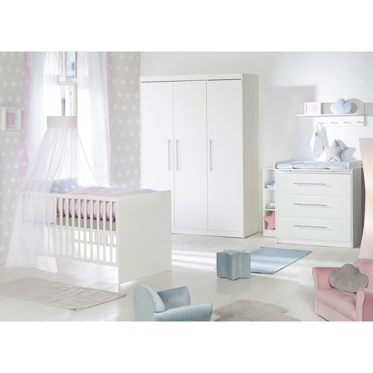 BABYZIMMER-SET Maren mit schmaler Wickelkommode 3-teilig - Weiß, Holzwerkstoff (76/80/142cm) - Roba