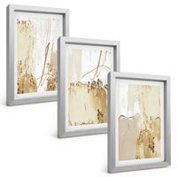 BILDER SET 3er Set - 20x30 cm Silberner Rahmen - Abstrakte Muster beige weiß - Silberfarben, Kunststoff (20/30cm) - TULUP