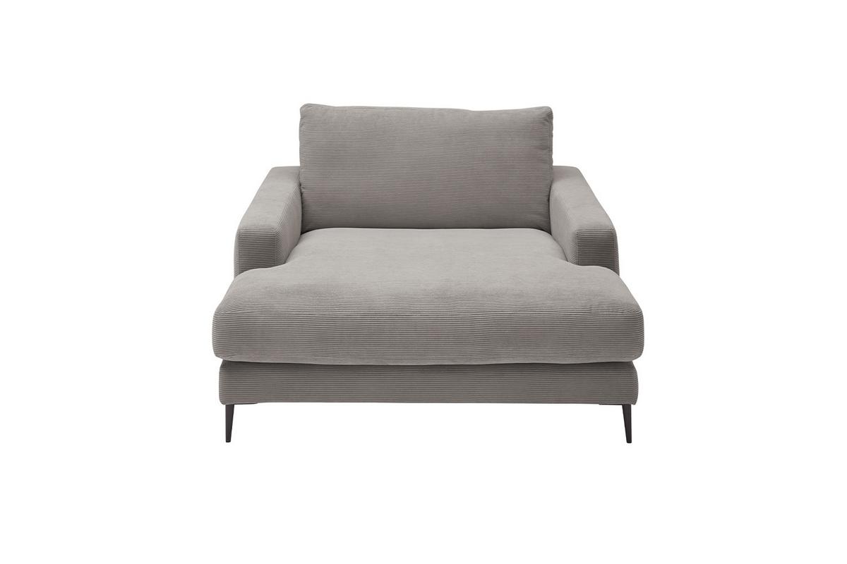 LONGSEAT CARA Grau Cord - Schwarz/Grau, Textil/Metall (132/84/170cm) - KAWOLA