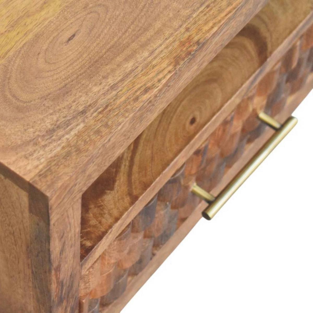 NACHTKASTEN Arno Wandmontiert in Goldenem Teak, 1 Schublade und Offenes Regal, Hellbraun - Hellbraun/Messingfarben, Holz/Metall (45/25/32cm) - Artisan Furniture