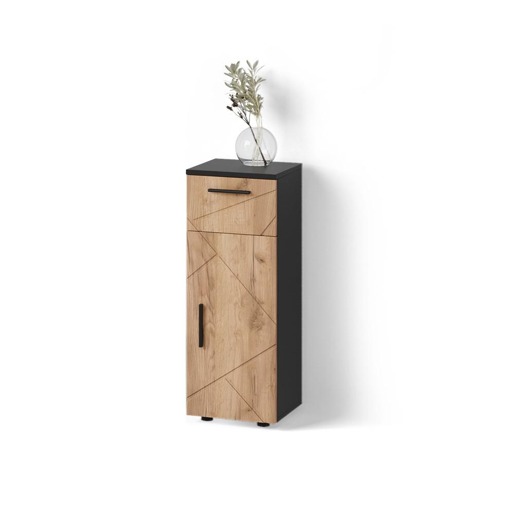 MIDISCHRANK Ronco Goldkraft Eiche/Anthrazit 30 x 81 cm - Honigeiche/Anthrazit, Holzwerkstoff (30/81/30cm) - Livinity®