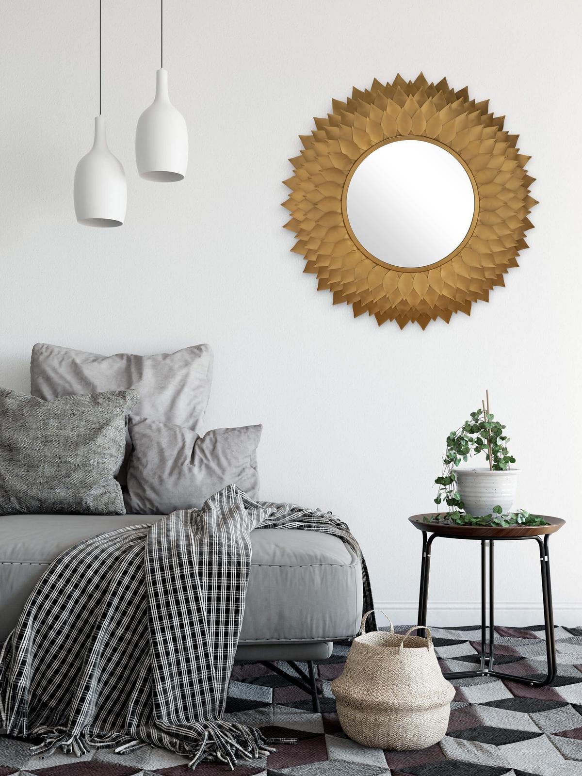 WANDSPIEGEL Gold 94/94 cm - Goldfarben, Metall (11.3/94/4cm) - KUNSTLOFT