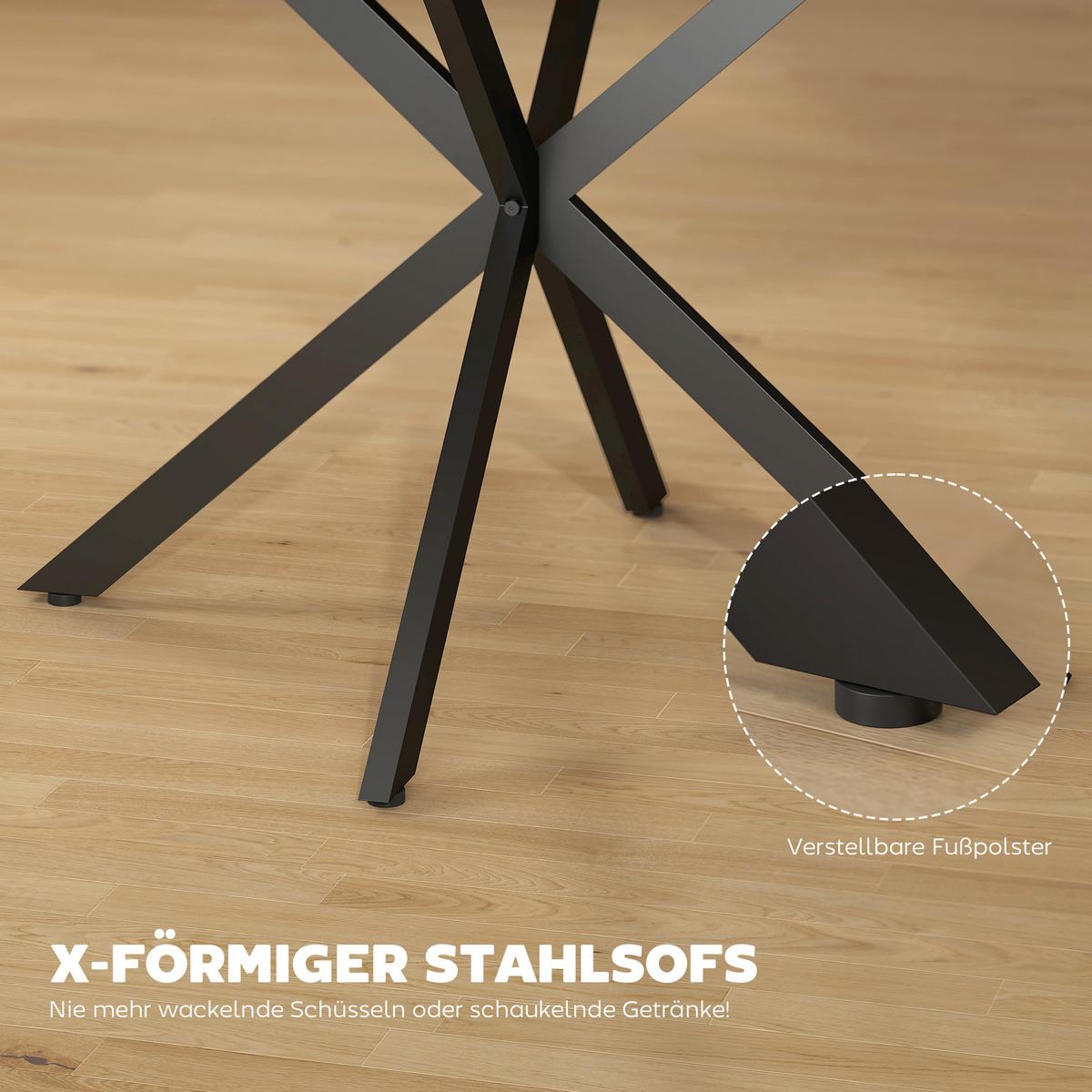 AUSZIEHBARER-ESSTISCH MDF Stahl Naturholz - Schwarz/Naturfarben, Holzwerkstoff/Metall (135/100/75cm) - HOMCOM