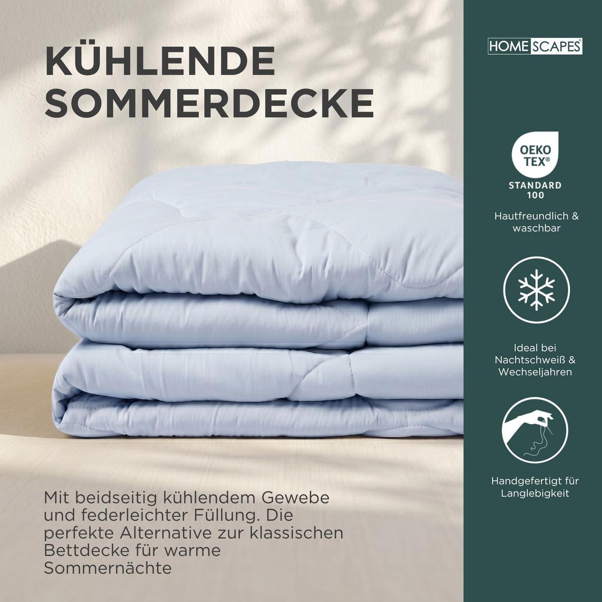 KÜHLDECKE hellblau, 155/220 cm - Hellblau, Textil (155/220cm) - Homescapes