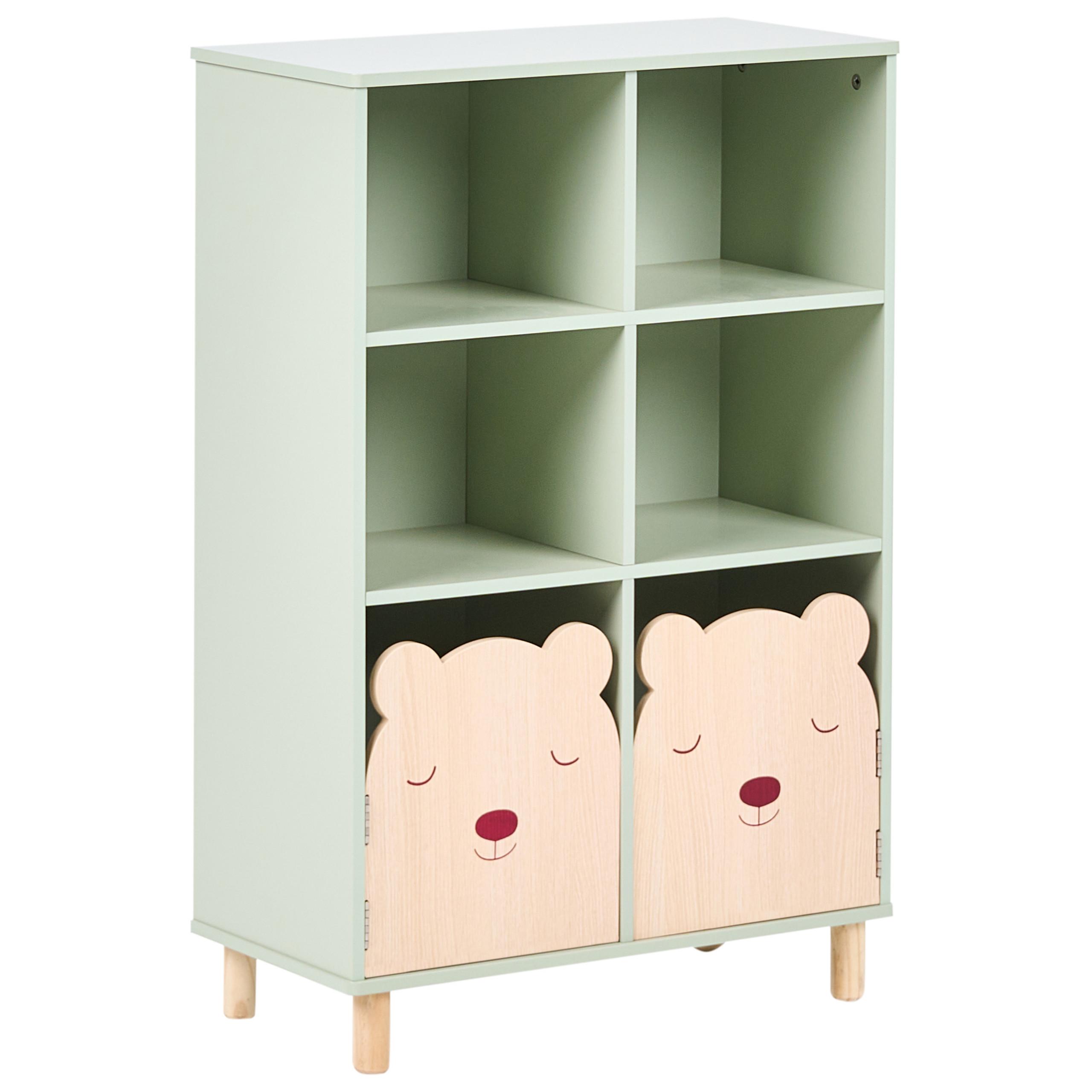 BÜCHERREGAL mit 3 Ebenen 90 cm Hellgrün Nobby - Hellgrün/Braun, Holzwerkstoff (60/90/30cm) - Beliani