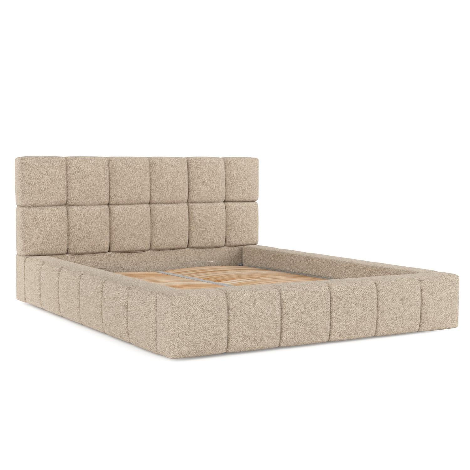 POLSTERBETT Paros mit Stauraum 160/200 cm Hellbeige im Bubble Stoff - Sandfarben/Schwarz, Holz/Holzwerkstoff (160/200cm) - AltaBeds