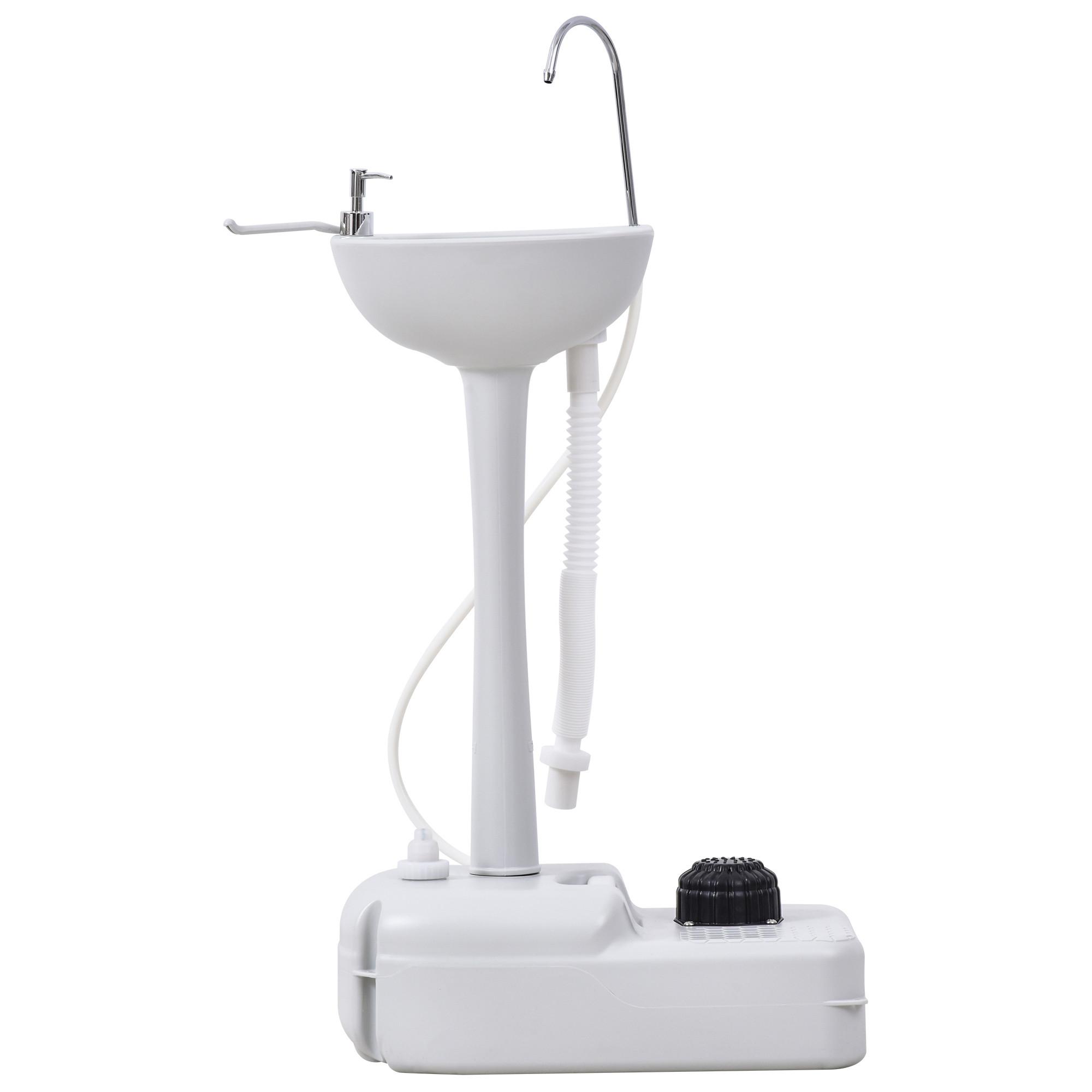 WASCHBECKEN, HDPE, Grau, 51L x 33,5B x 103H cm - Hellgrau, Kunststoff (33.5/103/51cm) - Outsunny