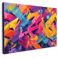 LEINWANDBILD Abstrakt - Formen - Farbenfroh XXL 150x100 cm - Magenta, Textil (150/100cm) - MuchoWow