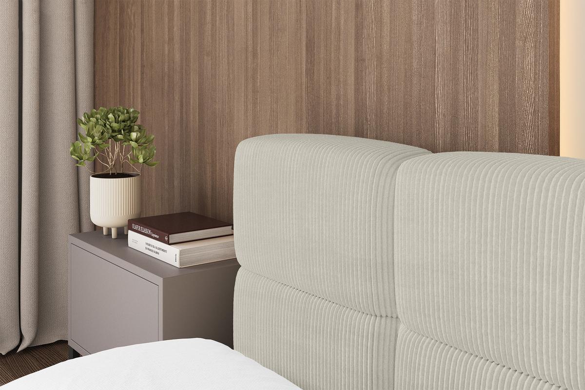 POLSTERBETT mit Bettkasten und Lattenrost, Bett mit Kopfteil, Boxbett ohne Matratze, Doppelbett mit Stauraum - NATA-v1 200x200 Creme - Ecru, Holzwerkstoff/Textil (200/200cm) - ALTDECOR