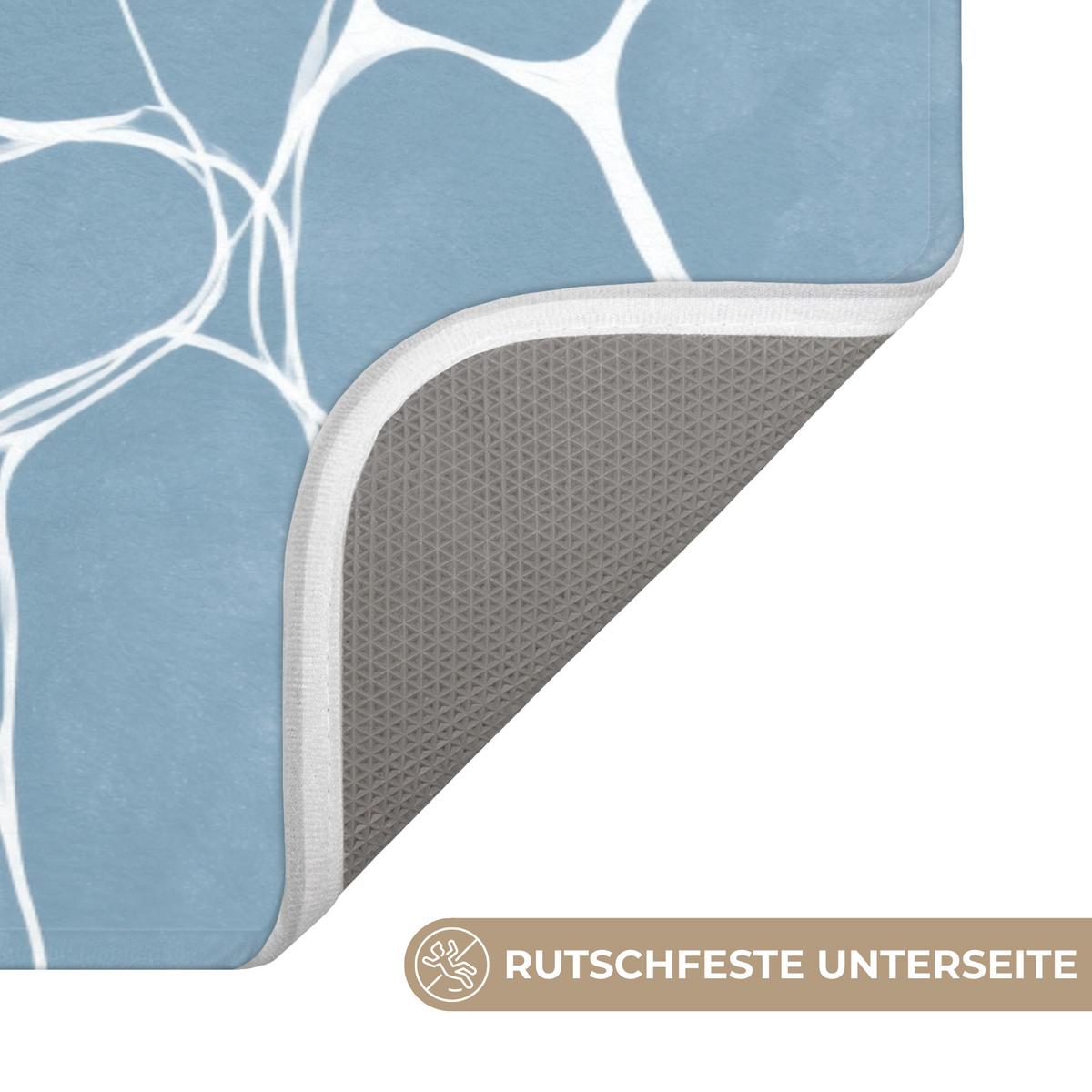 BADEMATTE Organisch - Muster - Blau 120x60 cm - Hellblau, Textil (120/60cm) - OnlyWow