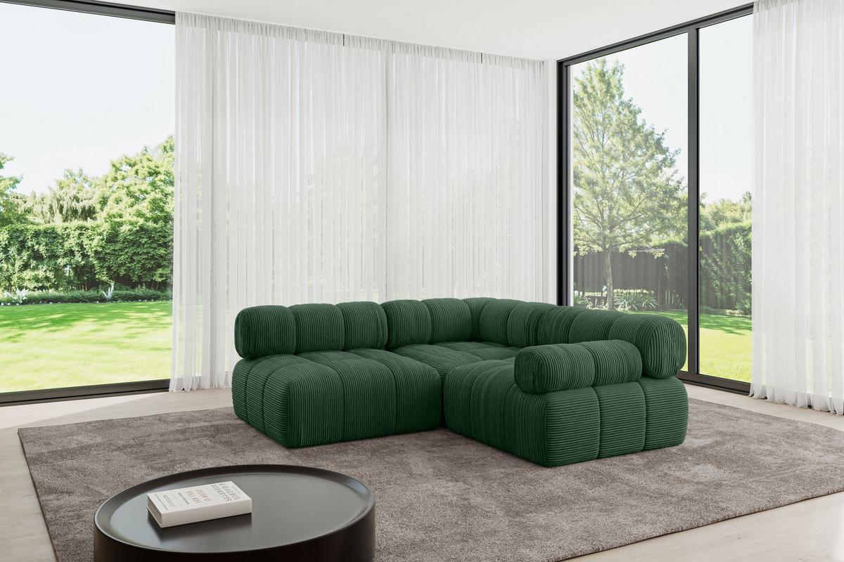 ECKSOFA modulares Sofa Mende-L1 - 190x190x70 cm Grün Cord - Grün, Holzwerkstoff/Textil (190/190cm) - ALTDECOR