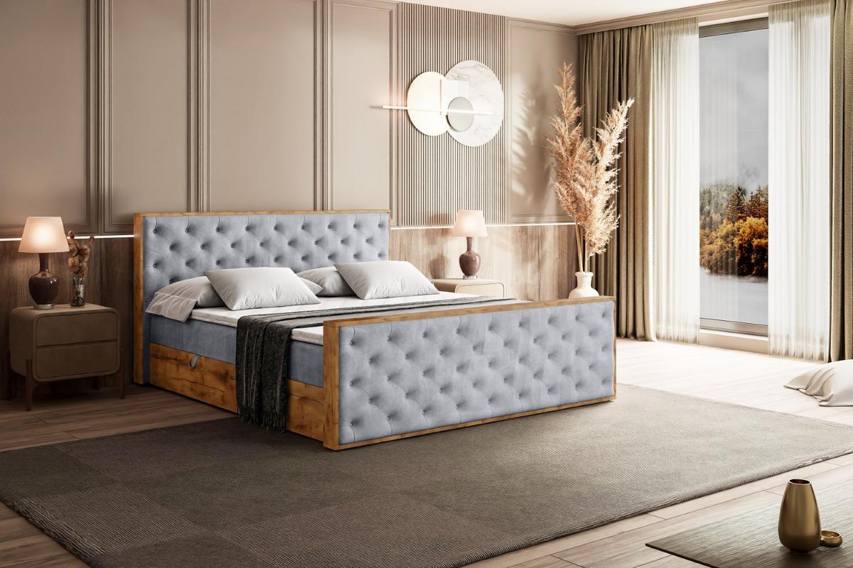 BOXBETT mit Matratze H3 und Lattenrost - LOLLI3-Z - 180x200 - Grau Monolith - Grau, Holzwerkstoff (180/200cm) - ALTDECOR