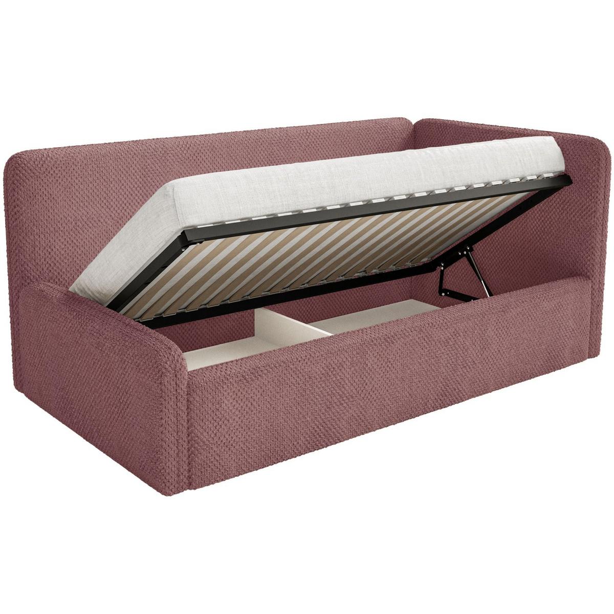 JUGENDBETT Fanko Samt Rosa 90x200 cm - Pink/Schwarz, Kunststoff/Textil (90/200cm) - Selsey