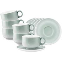 MILCHKAFFEETASSEN MIT UNTERTASSEN Sento Home Aura mint 350 ml 6er Set - Mintgrün, Keramik (0.35L) - Seltmann Weiden