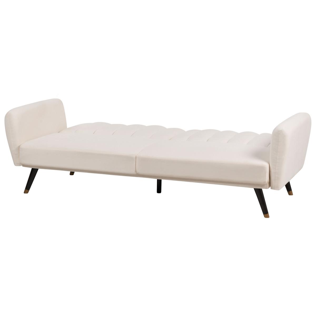 3-SITZER-SCHLAFSOFA Samtstoff hellbeige Vimmerby - Creme, Textil (212/90/80cm) - Beliani