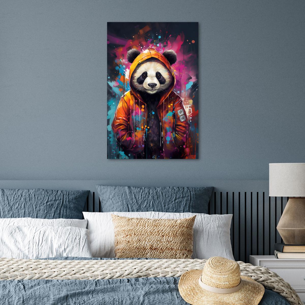 POSTER Panda - Jacke - Graffiti - Orange Wanddeko 40x60 cm - Orange, Papier (40/60/0.1cm) - MuchoWow