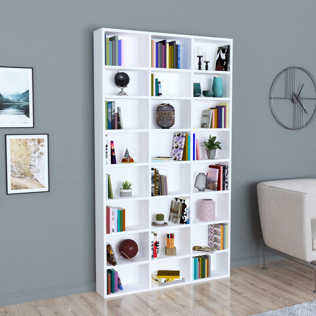 BÜCHERREGAL Askvoll - Weiß, Holzwerkstoff (102/178/16cm) - [en.casa]