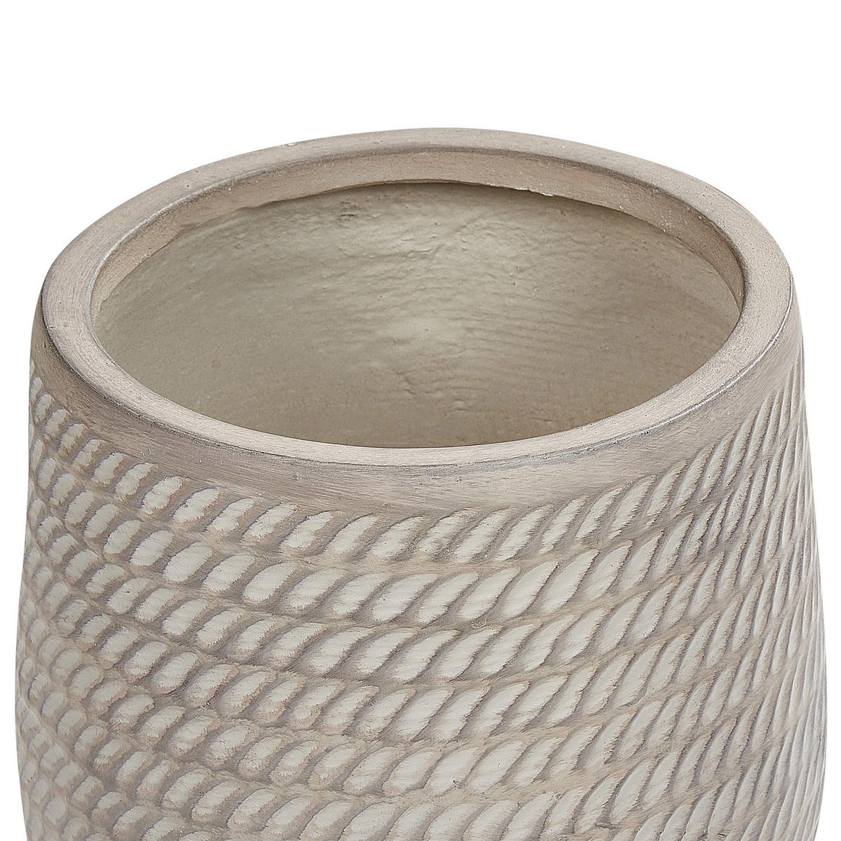 BLUMENTOPF taupe rund 27/27/32 cm Livadia - Beige, Naturmaterialien (32cm) - Beliani