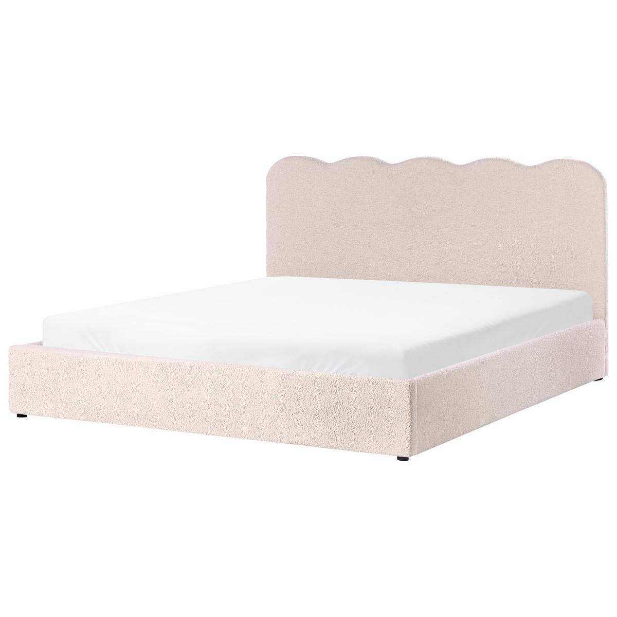 BETT mit Stauraum 180/200 Bouclé Beige Nanterre - Beige, Textil (180/200cm) - Beliani