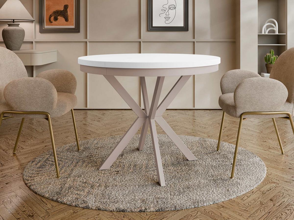 ESSTISCH ausziehbar Edder Cashmere 90 - Kaschmir/Weiß, Holzwerkstoff/Metall (90/90/76cm) - MIRJAN24