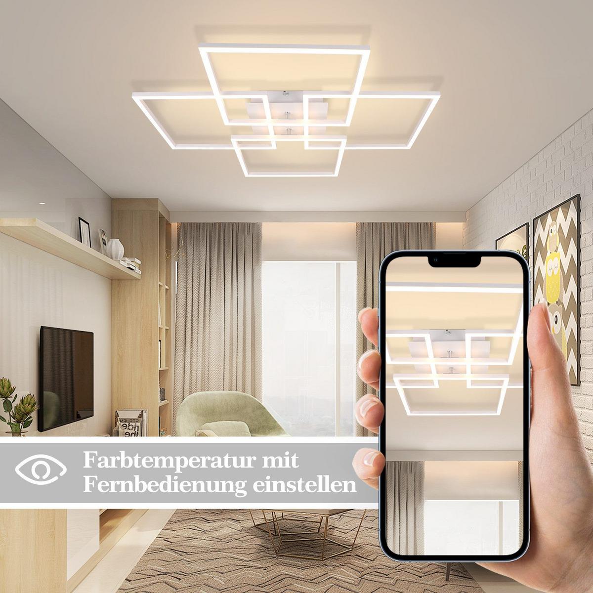LED-DECKENLEUCHTE Macias 72.4/72.4/7.3cm - Weiß, Metall (72.4/72.4/7.3cm) - Nettlife