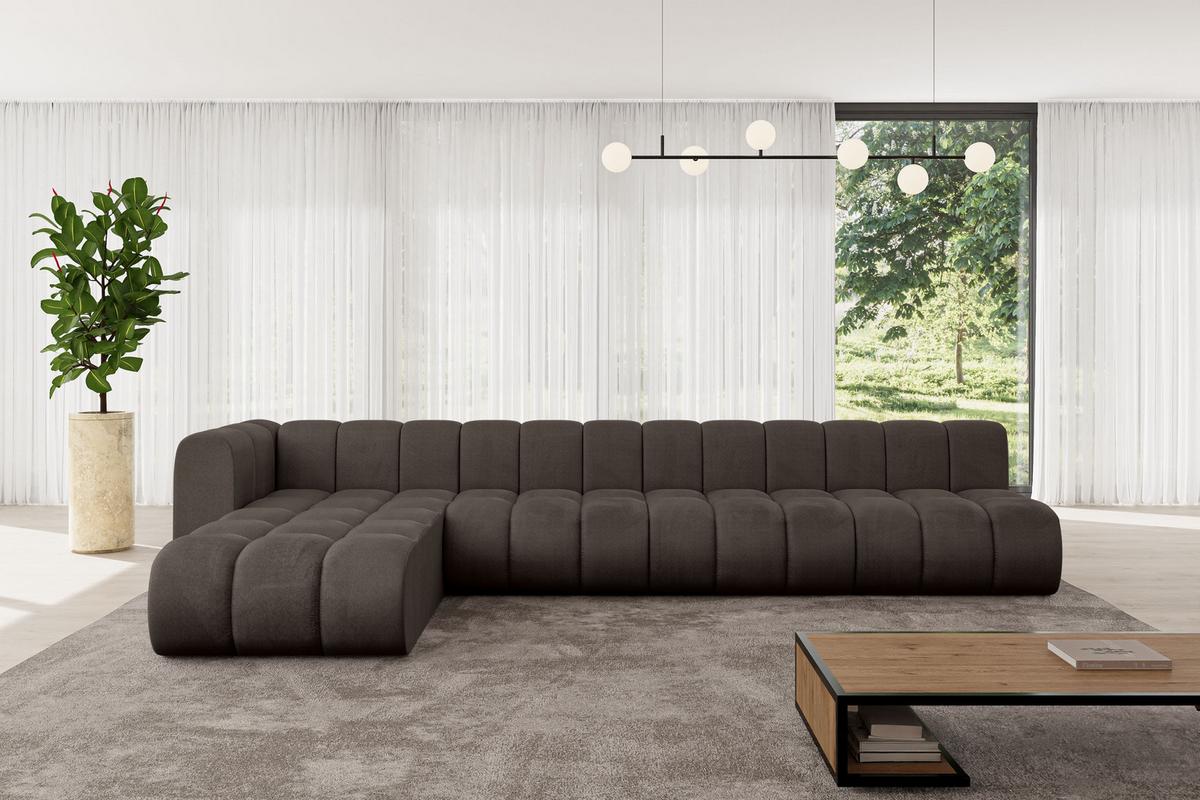 ECKSOFA modulares Sofa Darnel-L3 - 387x177x70 cm Braun - Braun, Holzwerkstoff/Textil (387/177cm) - ALTDECOR