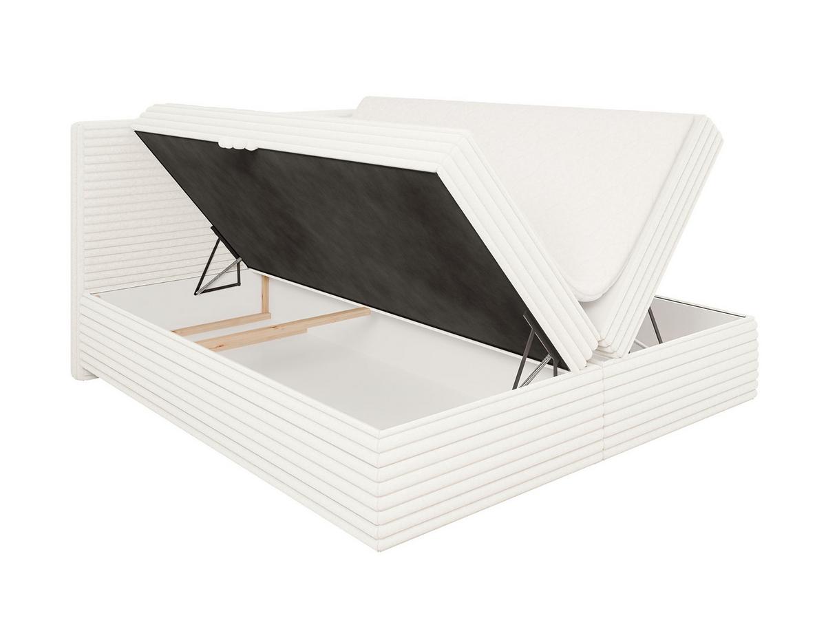 BOXBETT Roma 180/200 cm Hellbeige Plüschcord - Beige/Schwarz, Holz/Kunststoff (180/200cm) - S-Style