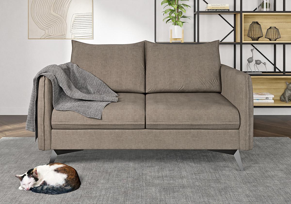 2-SITZER-SOFA Pulse Dunkelbeige Luxusmicrofaser - Beige/Schwarz, Holz/Textil (138/86/91cm) - S-Style Möbel