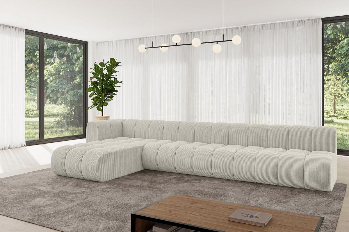 ECKSOFA modulares Sofa Darnel-L3 - 387x177x70 cm Creme - Hellgrau/Creme, Holzwerkstoff/Textil (387/177cm) - ALTDECOR