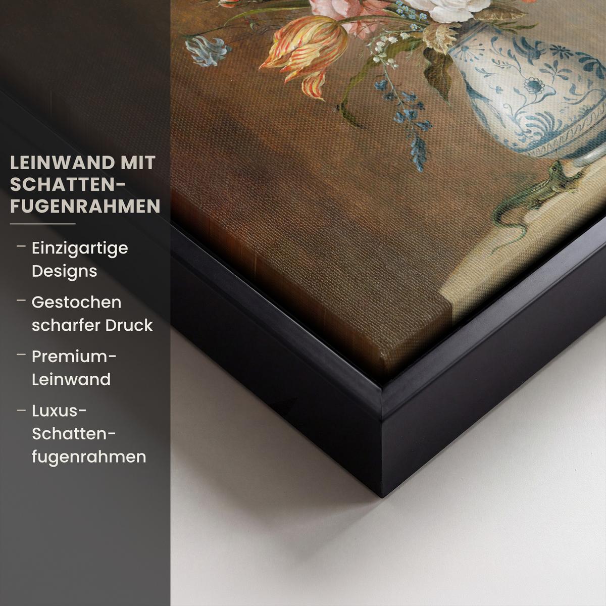 LEINWAND Bilder mit Rahmen - Alte Meister - Blumen - Balthasar van der Ast - 20x20 - Hellbraun, Textil (20/20cm) - MuchoWow