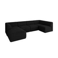 WOHNLANDSCHAFT Ottomane Links MOVO-L 345x180x78 cm Schwarz Tissu - Schwarz Hochglanz, Holzwerkstoff/Kunststoff (345/78/180cm) - ALTDECOR