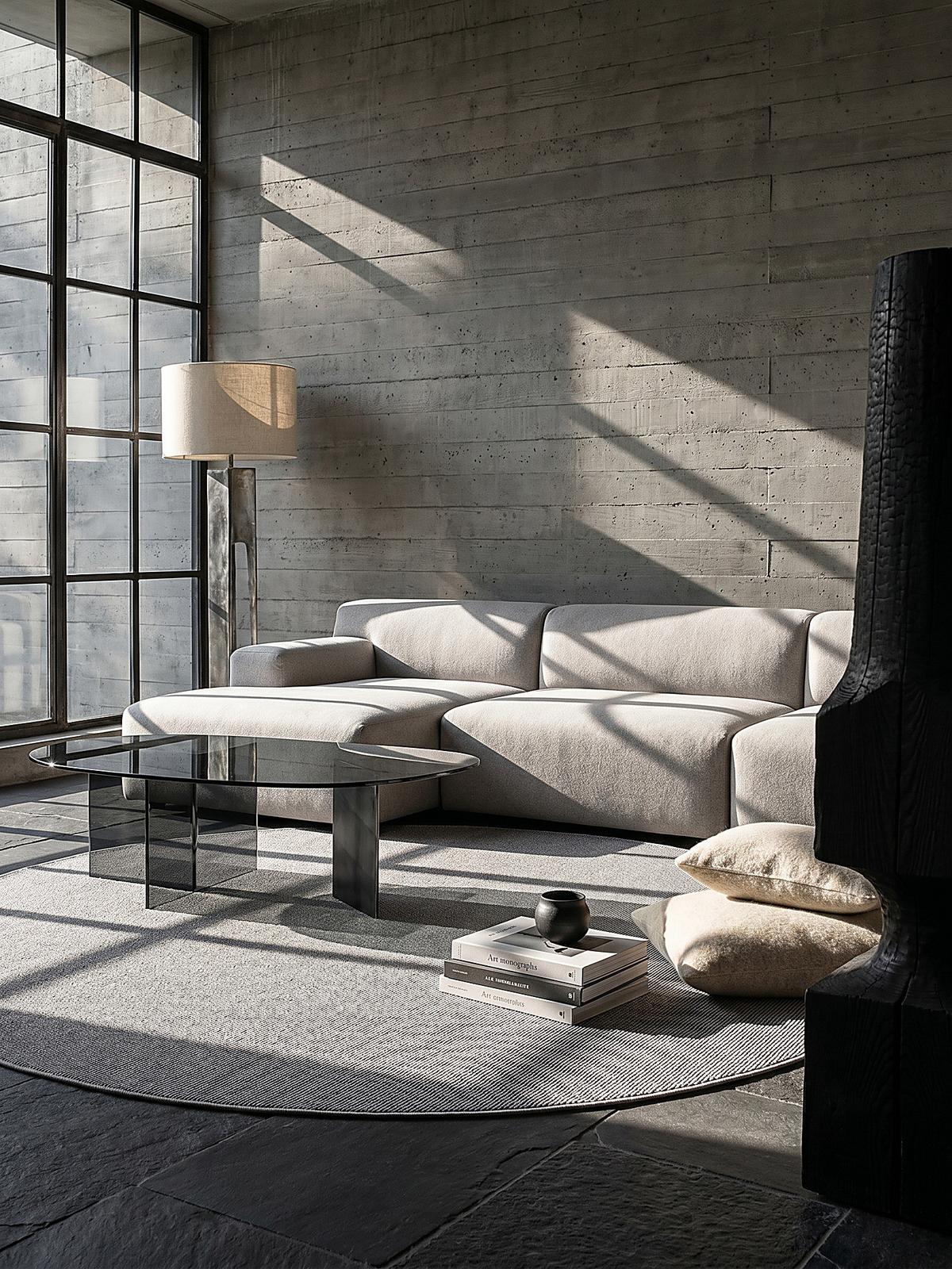 TEPPICH Niederflor Uni COLFOSCO Polypropylen Beige 133 x 133 cm - Grau, Textil (133/133cm) - KADIMA DESIGN