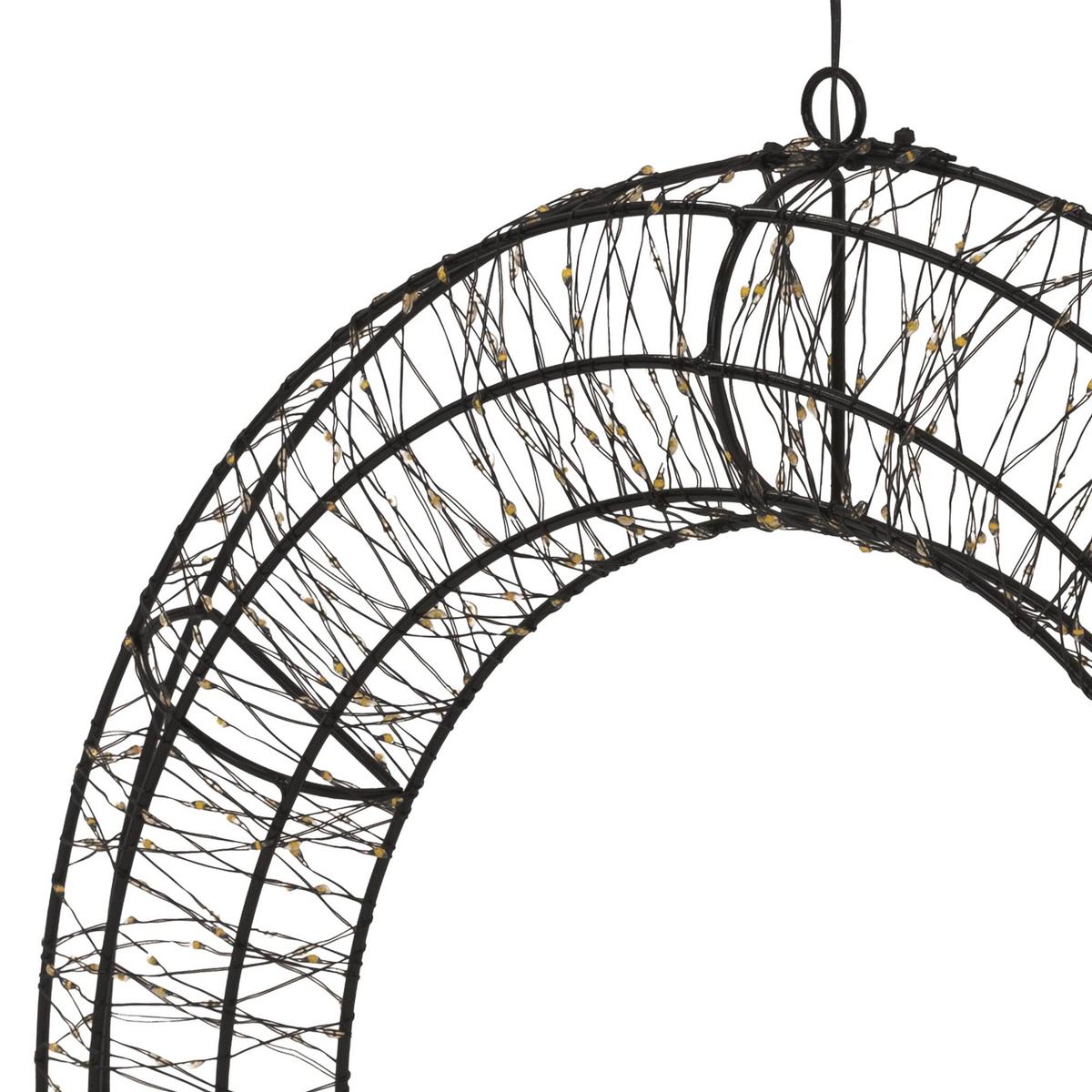 LED WEIHNACHTSKRANZ Ø38 cm Weihnachtsdeko mit Lichterkette Warmweiß Lichterkranz Außen - Schwarz, Metall (38/38/4cm) - ECD-Germany