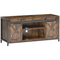 TV-SCHRANK, Fernsehtisch für Fernseher bis zu 60 Zoll, Lowboard, Fernsehschrank - Schwarz/Braun, Holzwerkstoff/Metall (40/54/120cm) - HOMCOM