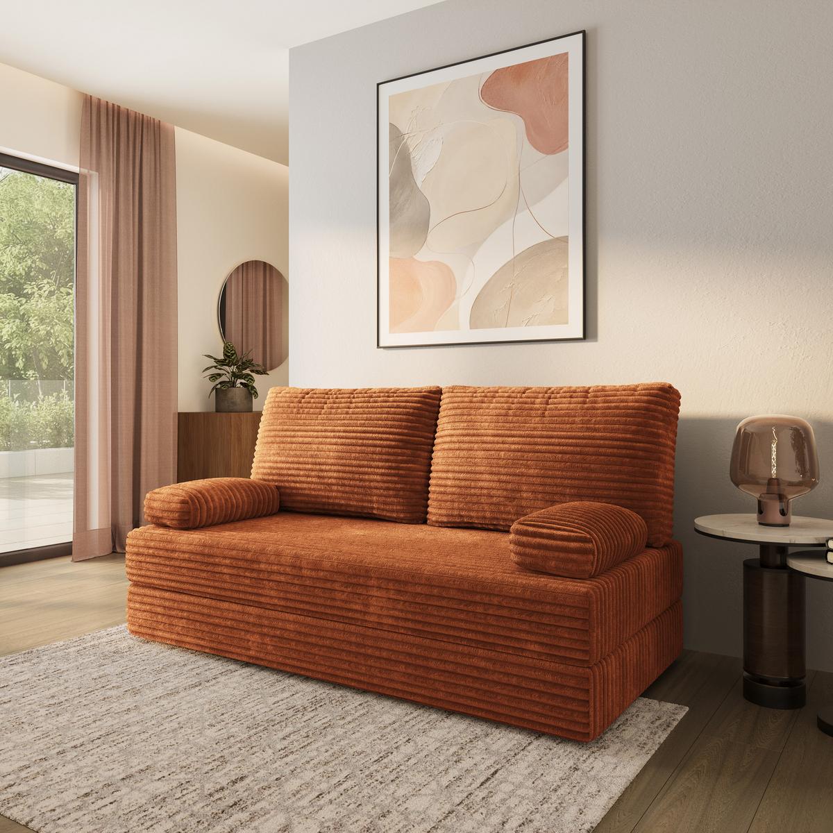 BETTSOFA SILAR aus Schaumstoff Kordstoff Braun Schlaffunktion - Braun, Textil (170/86/80cm) - MASSENO