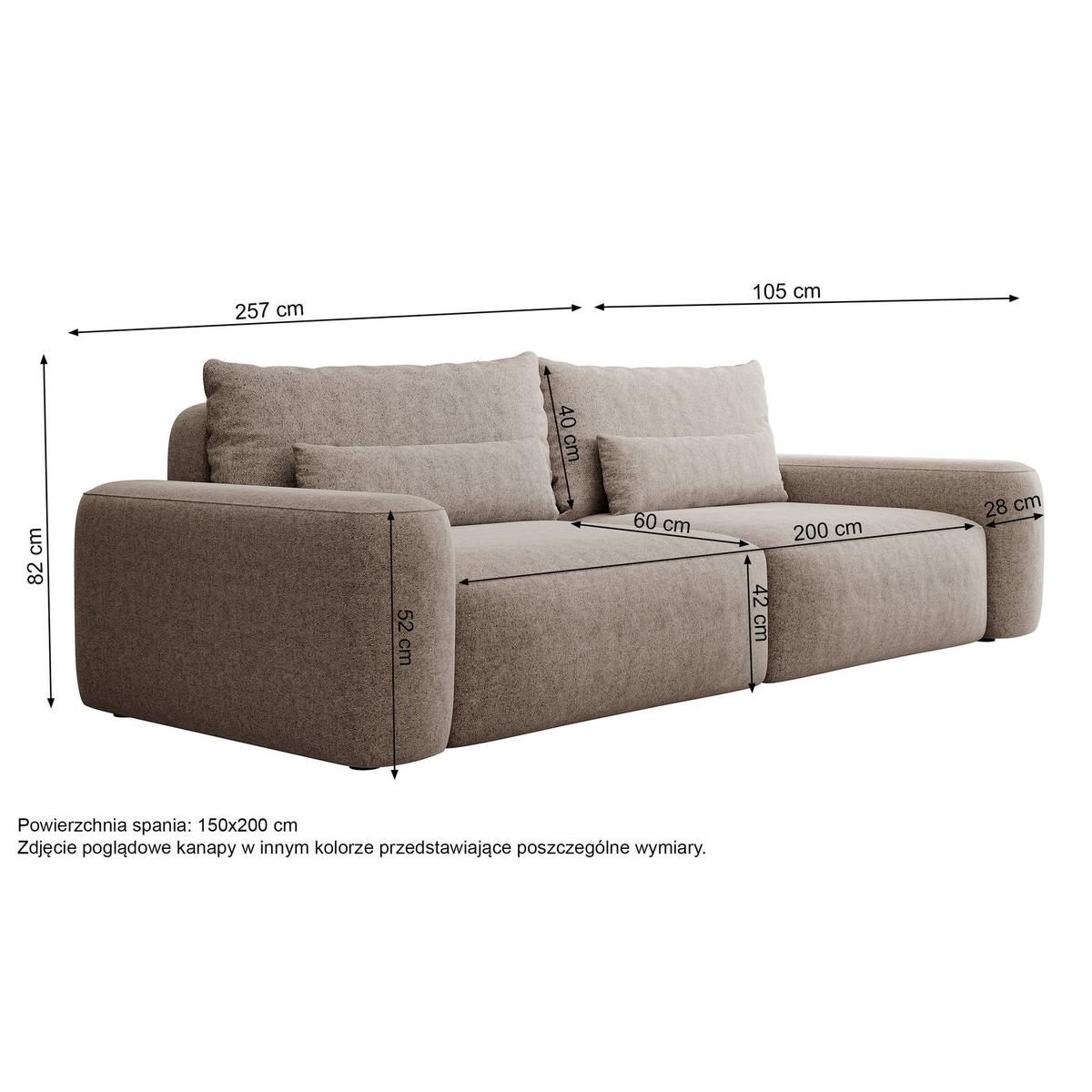 SCHLAFSOFA Carnos Beige Chenille - Beige/Schwarz, Kunststoff/Textil (257/82/105cm) - Selsey
