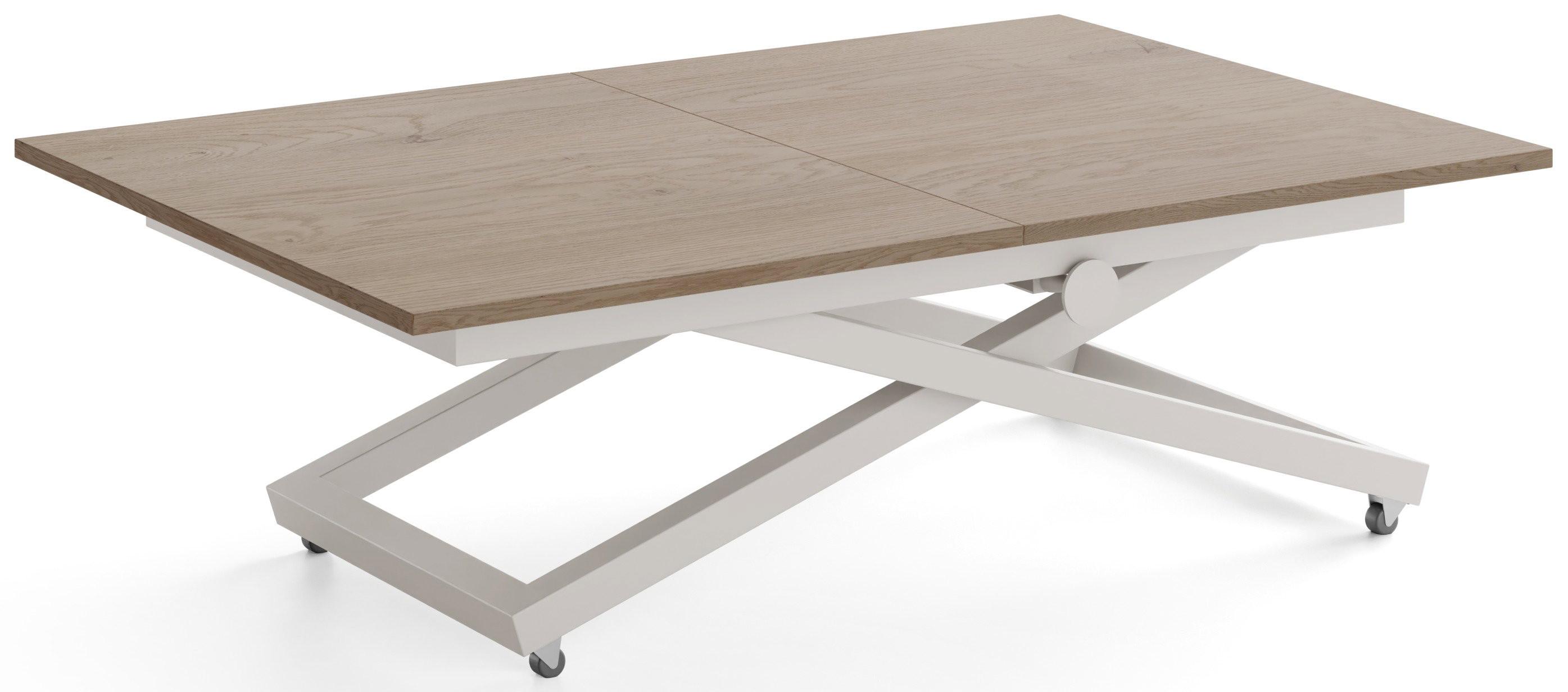 COUCHTISCH Axen höhenverstellbar ausziehbar, Eiche Braun 120-160/80/38-75 cm - Kaschmir/Greige, Holzwerkstoff/Metall (80/160/75cm) - WFL GROUP