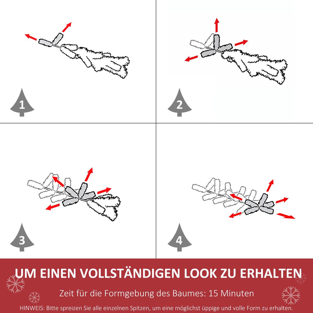 WEIHNACHTSBAUM 499 Spitzen Tannenbaum mit Kunststoffständer PVC Grün - Grün, Kunststoff (210cm) - HOMCOM