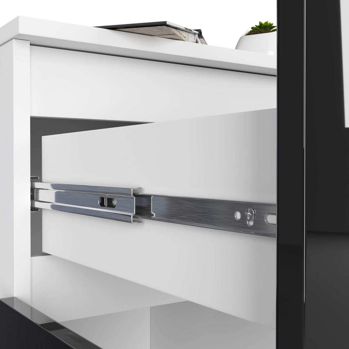 KOMMODE Weiß, Schwarz Glanz 99/80/40 - Weiß, Holzwerkstoff (80/99/40cm) - RAUMHIRSCH FURNITURE