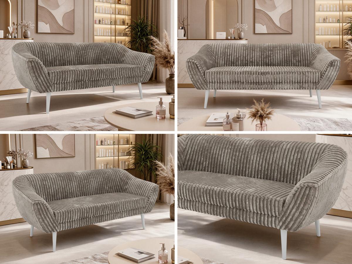 3-SITZER-SOFA PIRS - Hellbraun Cord - Weiße Beine - Hellbraun/Weiß, Holzwerkstoff/Textil (180/75/74cm) - MKS