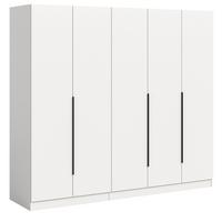 KLEIDERSCHRANK weiß 5-türig 2000 x 181 cm, Drehtürenschrank mit Kleiderstange - Schwarz/Weiß, Holzwerkstoff/Kunststoff (200/181/52cm) - Inn.Furn