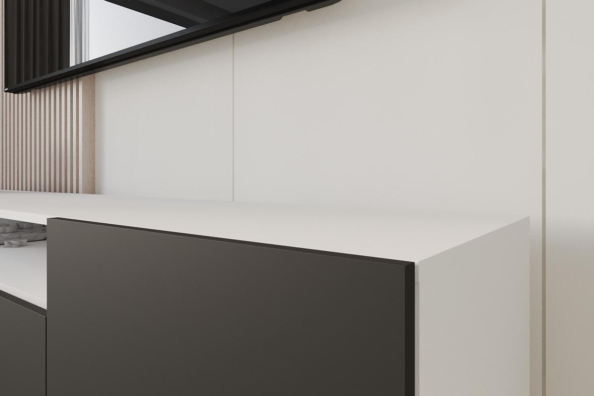 LOWBOARD ELIO-W 200x40x41 cm - Weiß / Schwarz - Weiß, Holzwerkstoff (200/40/41cm) - ALTDECOR