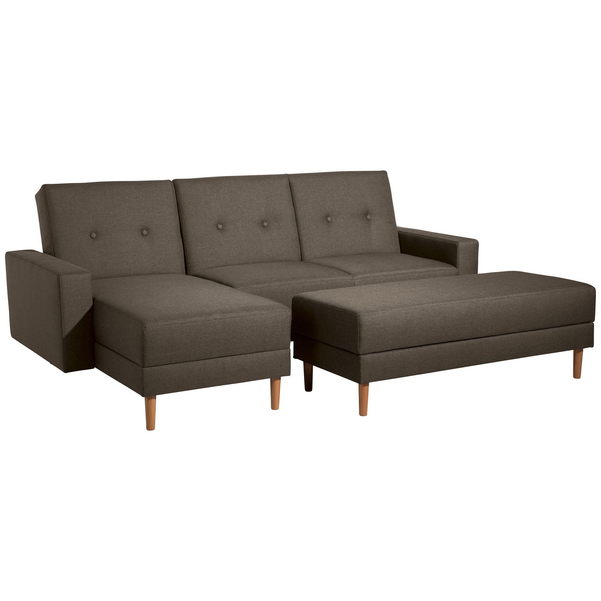 FUNKTIONSSOFA mit Hocker Kattie Flachgewebe braun - Braun, Kunststoff (144/230cm) - 58aufmkessel