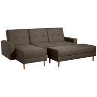 FUNKTIONSSOFA mit Hocker Kattie Flachgewebe braun - Braun, Kunststoff (144/230cm) - 58aufmkessel