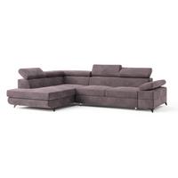 ECKSOFA FAVIEN L-S Lila Velours-Stoff mit Schlaffunktion - Lila, Holz (257/190cm) - MASSENO