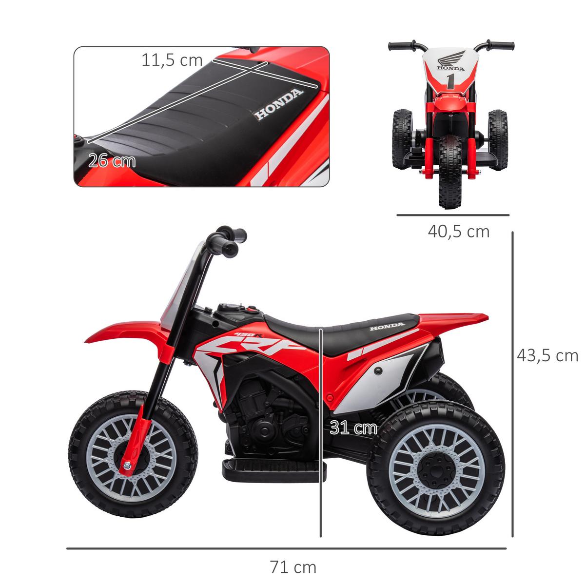 LANGUAGE ELEKTRO-MOTORRAD mit Hupe, Musik 6V Rot - Rot, Kunststoff/Metall (71/40.5/43.5cm) - HOMCOM