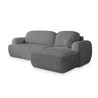 ECKSOFA MODENZA P R-S Grau Kordstoff mit Schlaffunktion - Schwarz/Grau, Holz/Kunststoff (266/148cm) - MASSENO