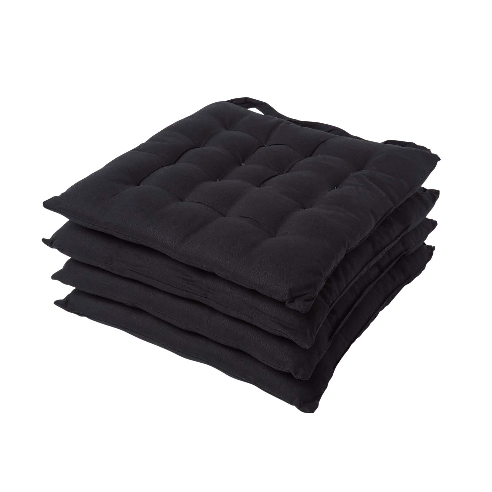 STUHLKISSEN 4er-Set schwarz 40/40/6,5 cm - Schwarz, Textil (40/40/6.5cm) - Homescapes